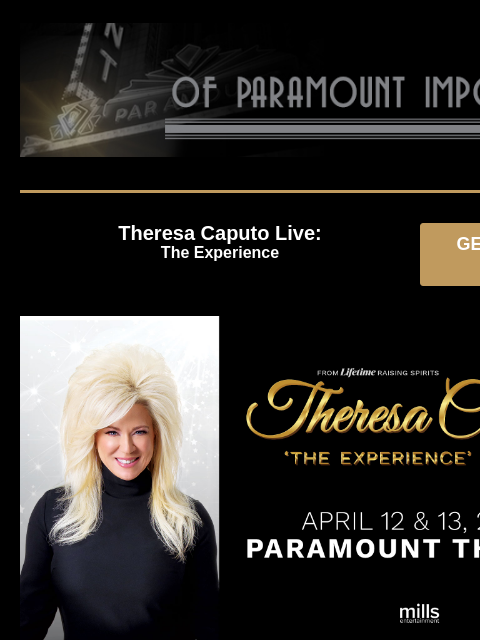 Additional Show Added + Sweepstakes! Theresa Caputo Live: The Experience GET PRESALE TICKETS Caputo1920x1080 (3).jpg 2nd Show Added! Theresa Caputo Live: The Experience Sunday, April 13 at 3:00PM