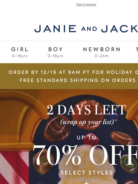 With an extra 20% off sale. View in browser Stores Janie and Jack Girl Boy Newborn Tween Janie and Jack Girl Boy Newborn Tween Girl Boy Newborn Girl Newborn Boy Accessories Sale Gift Services Refer A