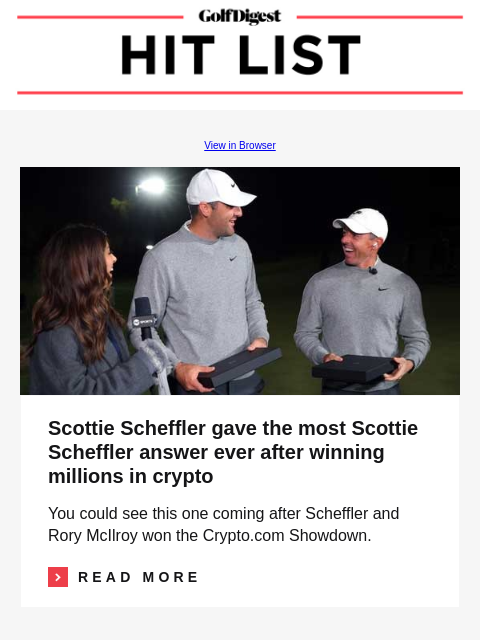 Scottie Scheffler gave the most Scottie Scheffler answer ever after winning millions in crypto GolfDigest View in Browser Scottie Scheffler Scottie Scheffler gave the most Scottie Scheffler answer ever