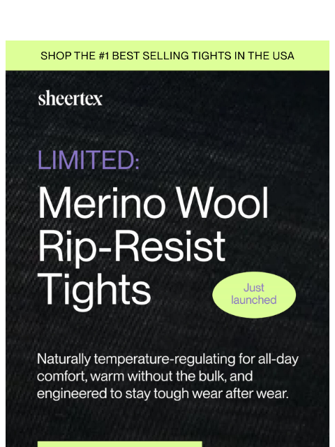 sheertex newsletter: NEW Merino Wool Rip-Resist Tights