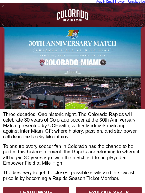 thecoloradorapids newsletter: The Rapids Return to Empower Field at Mile High fo...