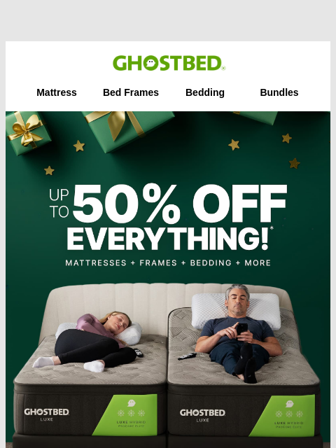 ghostbed newsletter: Up to 50% off (vs. Comparable Brands)