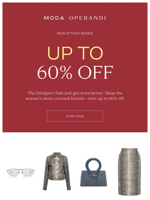 modaoperandi newsletter: Now up to 60% OFF