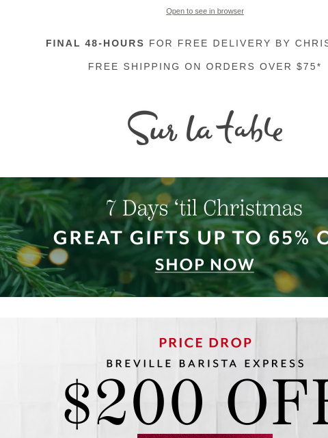 surlatable newsletter: Price drop: $200 Off Breville Barista Express