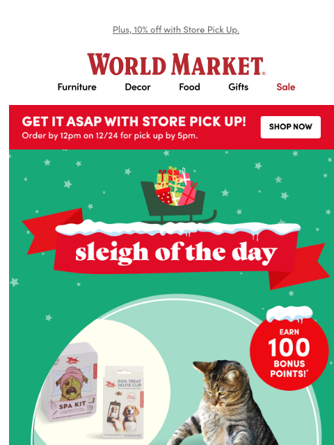 emailworldmarket newsletter: 🐶✨🐱 TODAY ONLY: Bonus Points on Pet Gifts!