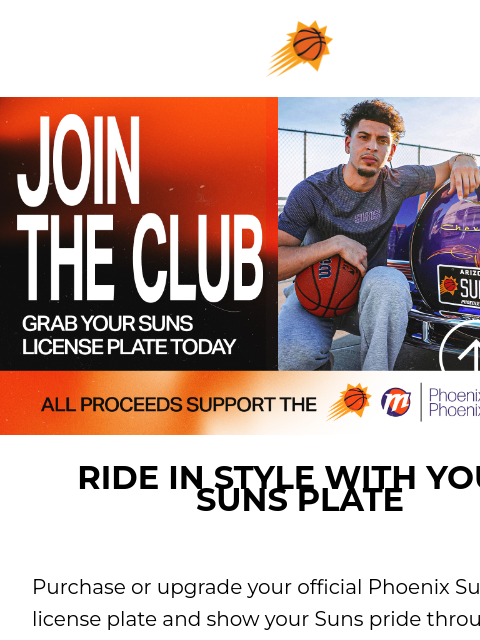 suns newsletter: Join the Club! Get Your Phoenix Suns License Plate