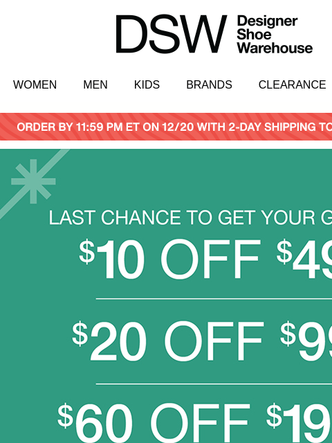 dsw newsletter: 📌 Psst…$10 OFF + more savings in store