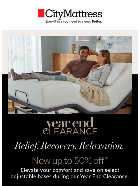 citymattress newsletter: Unlock Better Sleep with 50% off adjustable bases