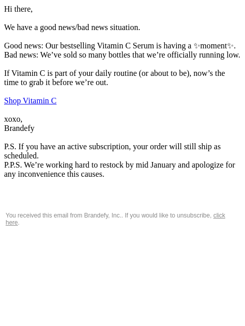 brandefyskin newsletter: Our Vitamin C is having a moment (and selling fast...