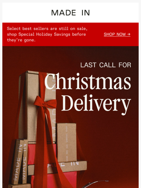 madeincookware newsletter: ⏰ Final Hours: Free Christmas Delivery