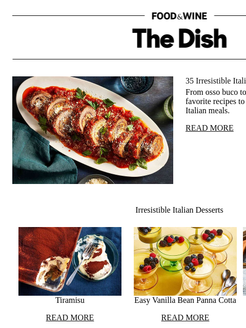 foodandwine newsletter: 35 Irresistible Italian Main Dishes