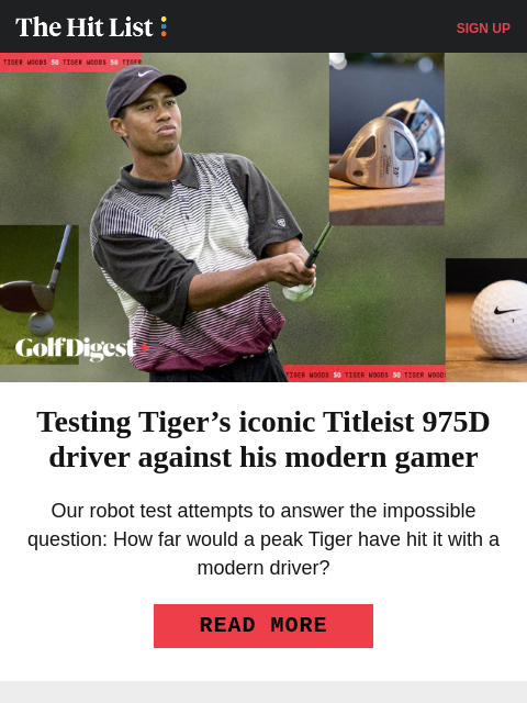 golfdigest newsletter: Robot testing Tiger's iconic drivers