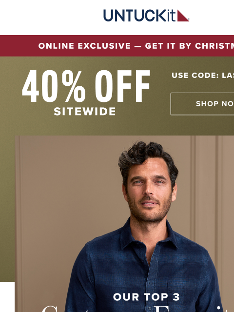 untuckit newsletter: 40% Off In Time For Christmas!