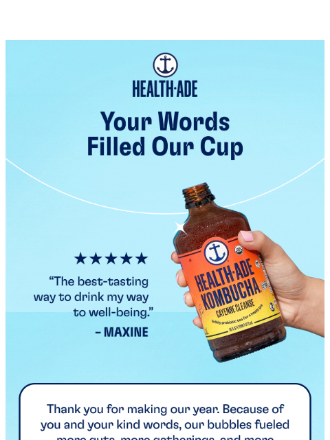 health-ade newsletter: Dear fizzy fam: we adore you 🥲