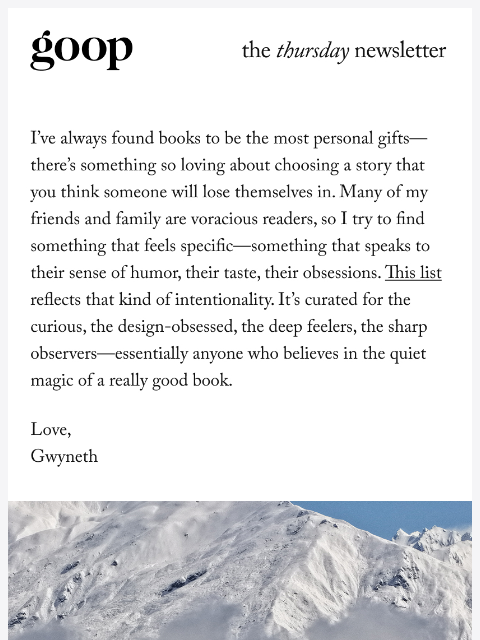 goop newsletter: the Thursday newsletter