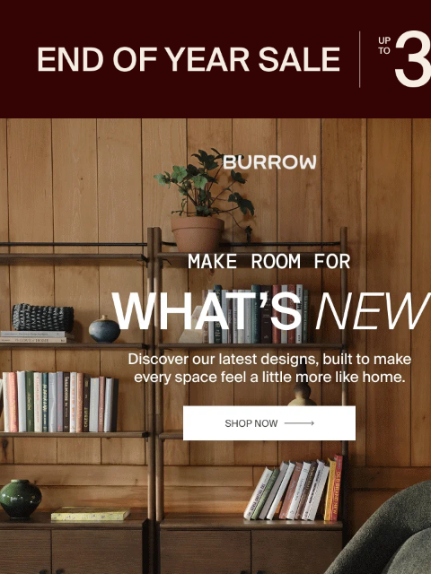 burrow newsletter: Shop new arrivals engineered for modern living.