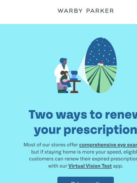 warbyparker newsletter: Get a quick prescription