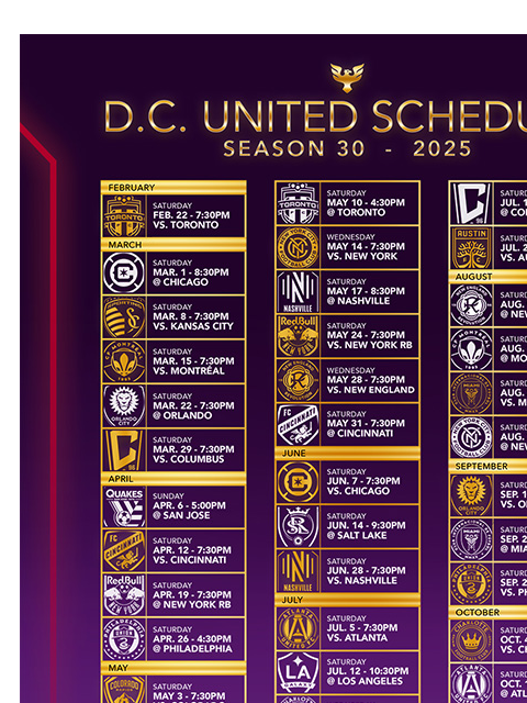 Sign up today to get early access to tickets BEFORE they go on sale to the public! Web Version Our 2025 schedule is here! Explore next season's matches before tickets go on-sale tomorrow. Don't