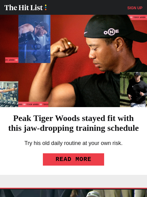 golfdigest newsletter: Tiger's jaw-dropping training schedule