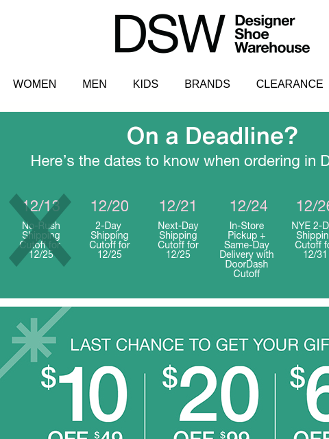 dsw newsletter: $10 off AND just-dropped styles!