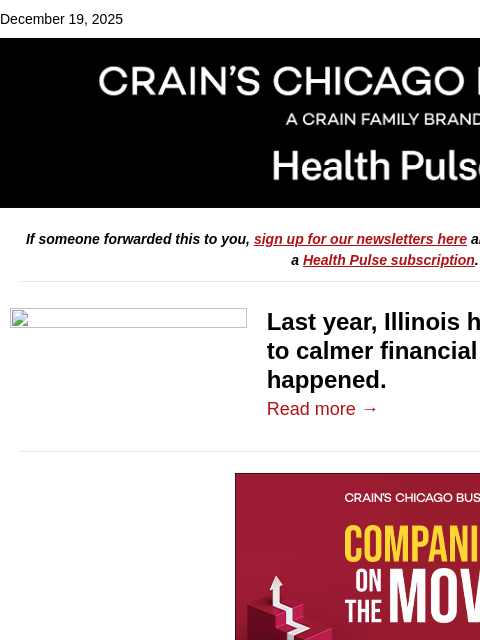 crainalerts newsletter: Not-so-steady 2025 for hospitals