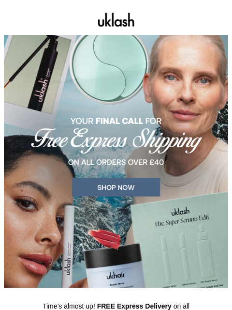 uklash newsletter: ENDS TONIGHT: Free Express Shipping! 🎄❄️