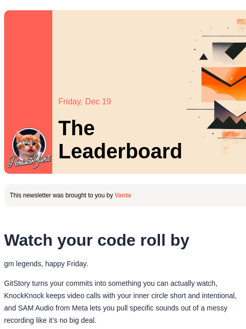 producthunt newsletter: 😸 Spotify Wrapped for your commits