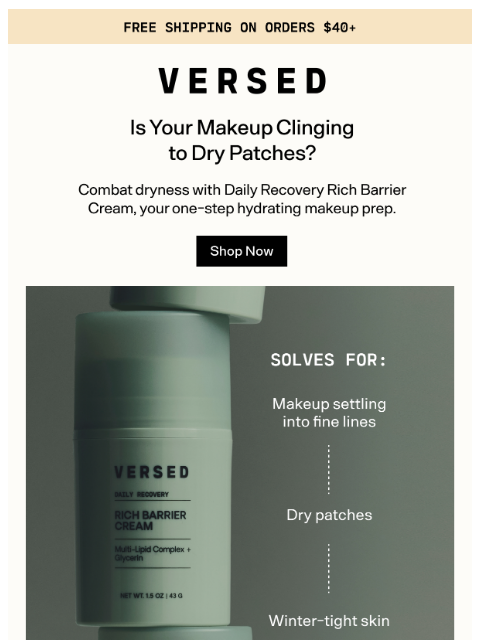 versedskin newsletter: Is Your Makeup Clinging to Dry Patches?