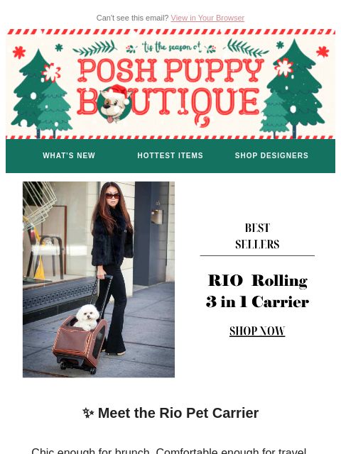 poshpuppyboutique newsletter: ✨ The Rio Carrier Is Back