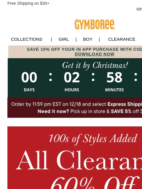 gymboree newsletter: 60% Off ALL Clearance 👏 100s of Styles Added!