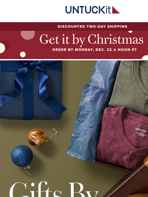 untuckit newsletter: 🎁 Your Gifts: Now 40% Off + Everything else on Sa...