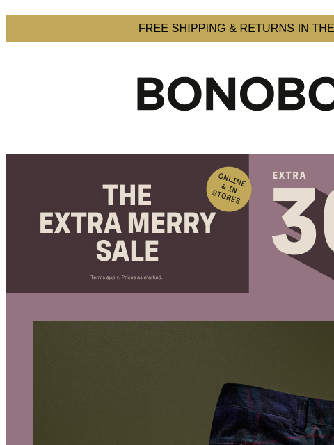 bonobos newsletter: An Extra Merry Deal on Pants