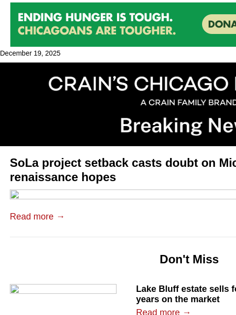 crainalerts newsletter: Michigan City ends development agreement