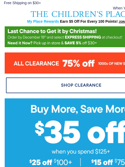 childrensplace newsletter: 75% Off Clearance PLUS 1000s of NEW Styles Added �...