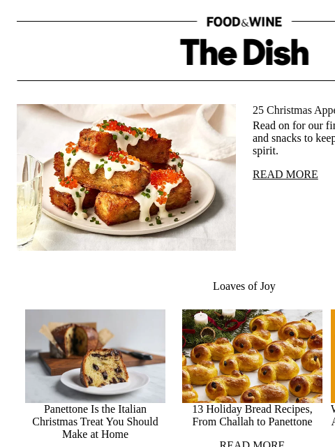 foodandwine newsletter: 25 Christmas Appetizers to Wow a Crowd