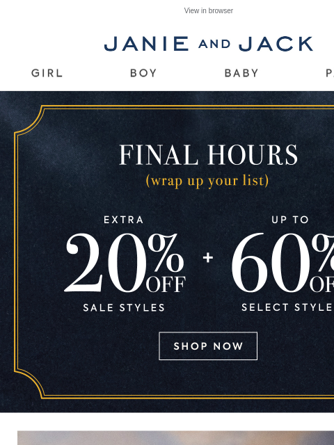 janieandjack newsletter: This sale on sale is wrapping up