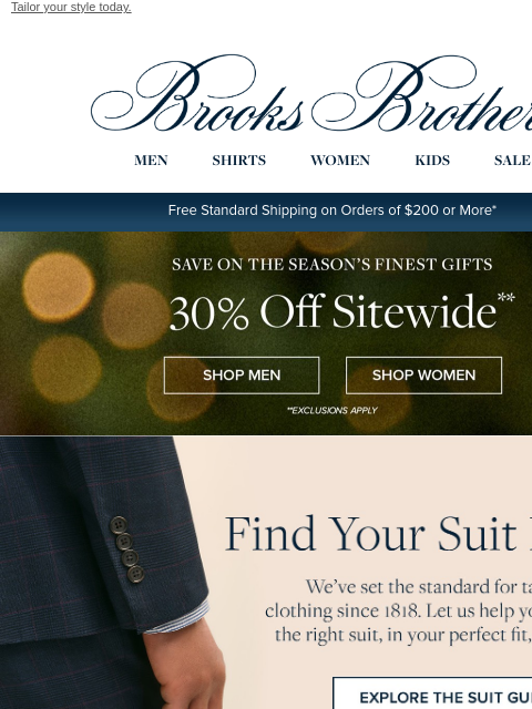 brooksbrothers newsletter: 30% off your best suits