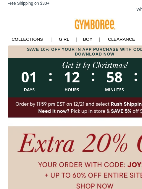 gymboree newsletter: Starts now: EXTRA 20% off your order!