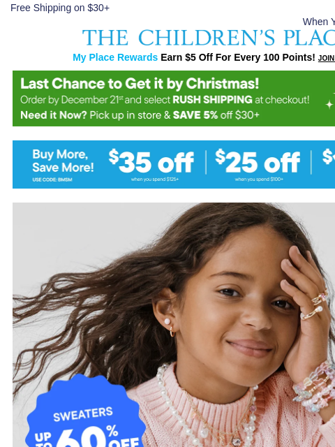 childrensplace newsletter: Winter Staples at a Steal: Up to 60% off Sweaters ...