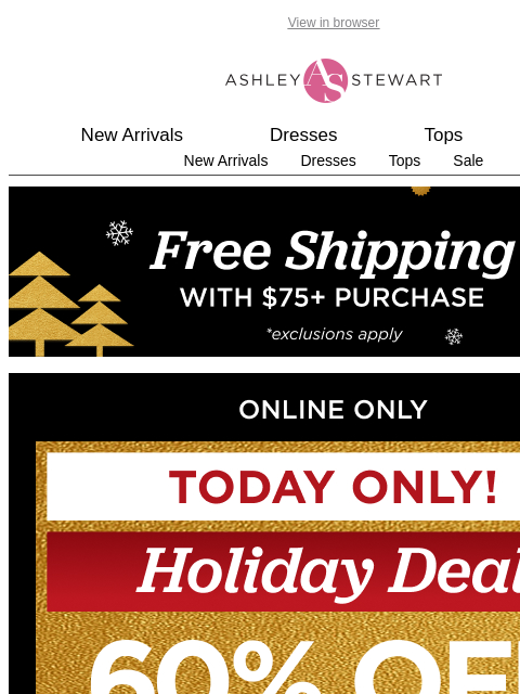 ashleystewart newsletter: Final hours: 60% off SWEATERS & OUTERWEAR