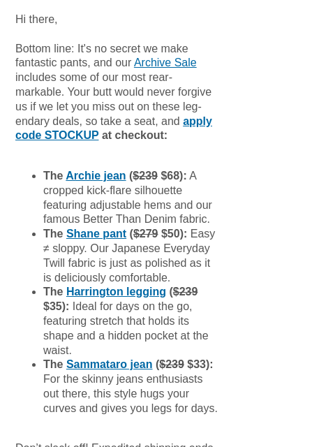 mmlafleur newsletter: Hey, Smarty-pants: These deals have legs. 👖