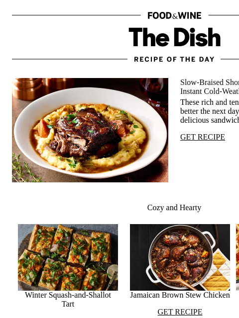 foodandwine newsletter: Red Wine–Braised Short Ribs