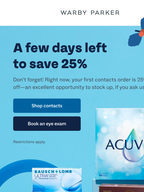 warbyparker newsletter: Save even more on contacts