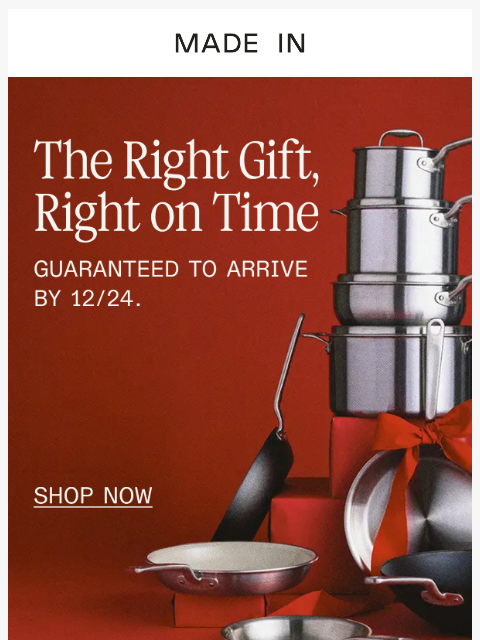 madeincookware newsletter: The Right Gift, Right on Time