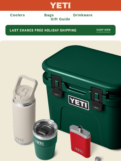 yeti newsletter: Last Call For Free Holiday Shipping