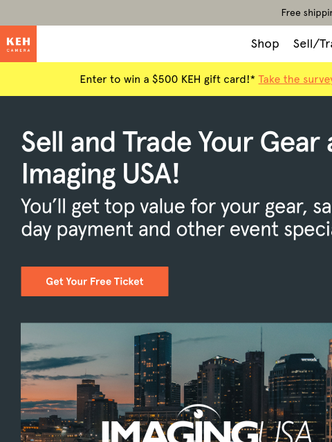 keh newsletter: Bring Your Gear to Imaging USA