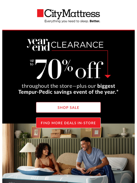 citymattress newsletter: Start your New Year Rested: Save Up to 70%