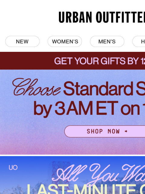 urbanoutfitters newsletter: It’s not too late, but it’s close! 🎁