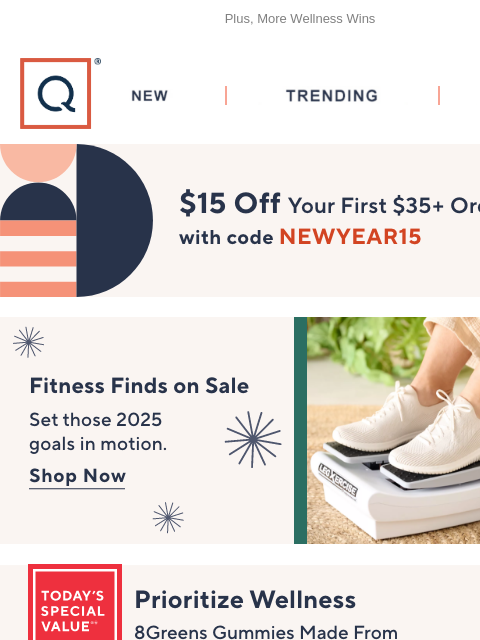 Plus, More Wellness Wins QVC New TRENDING DEALS Unlock $15 off Your First Purchase Fitness Sale 8Greens TSV Shark Rocket Pro Plus Corded Stick Vacuum with Precision Duster Kit Shark Rocket Pro Plus