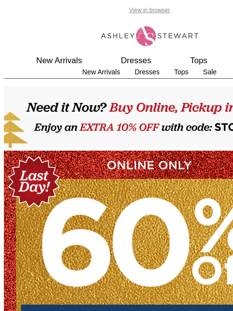 ashleystewart newsletter: LAST DAY📢60% OFF ACTIVEWEAR